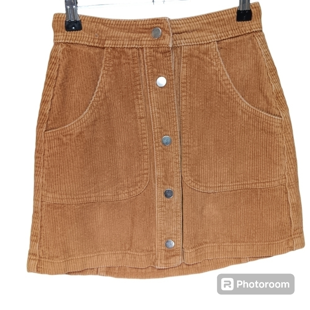 Cotton On Womens Skirt Size 0 Brown Snap Button Front Short Corduroy